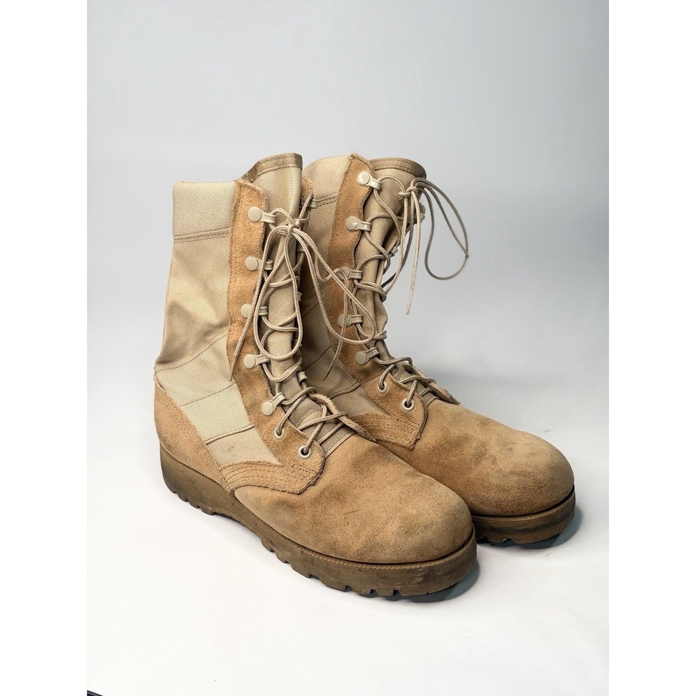 US Military Tan Coyote Combat Boots Mens 7R Suede Nylon Vibram Lug Sole